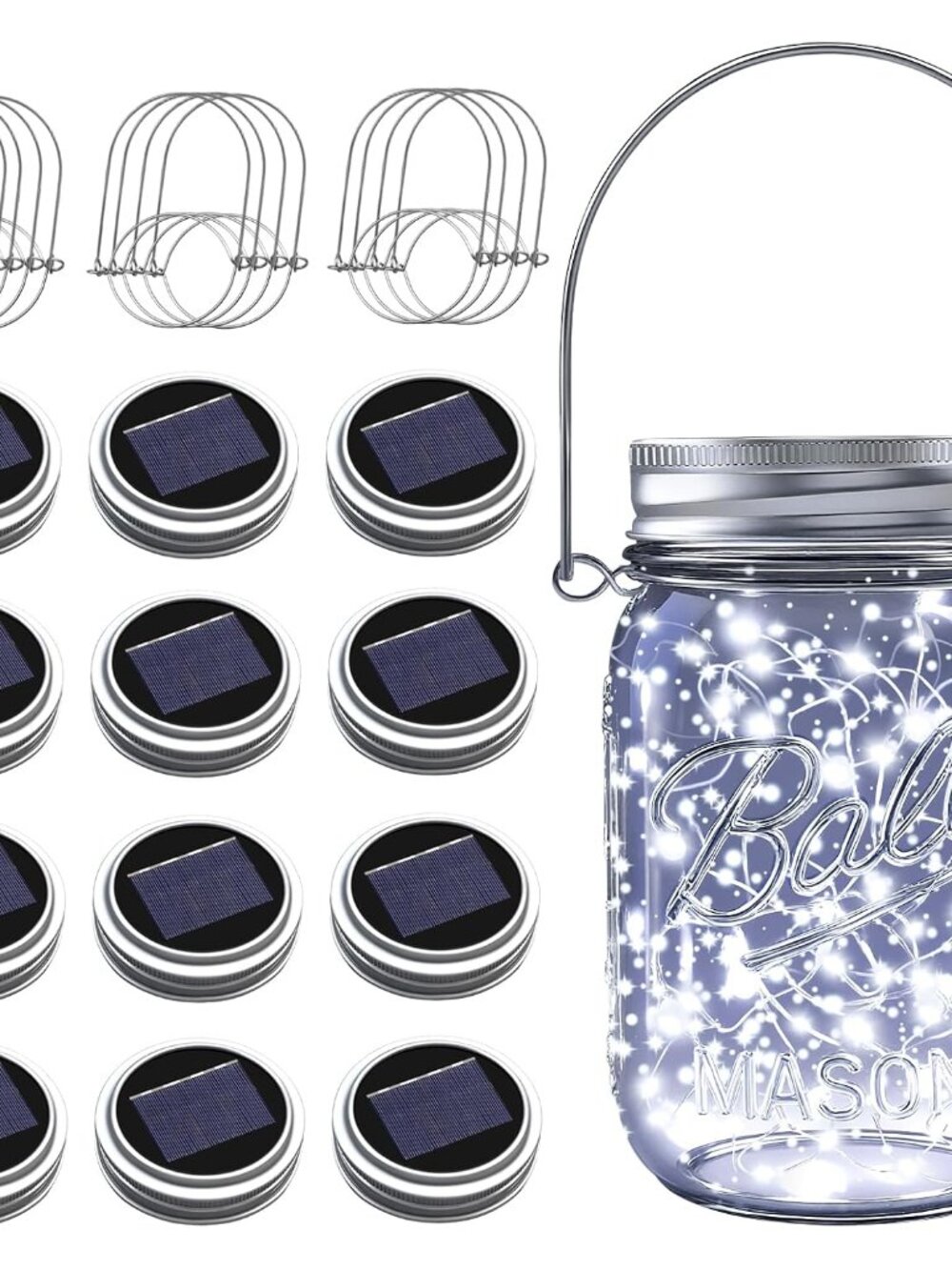 Mason Jar Solar Lights for Outside, 12 Pack 30 LED Fairy LightsNO Jars